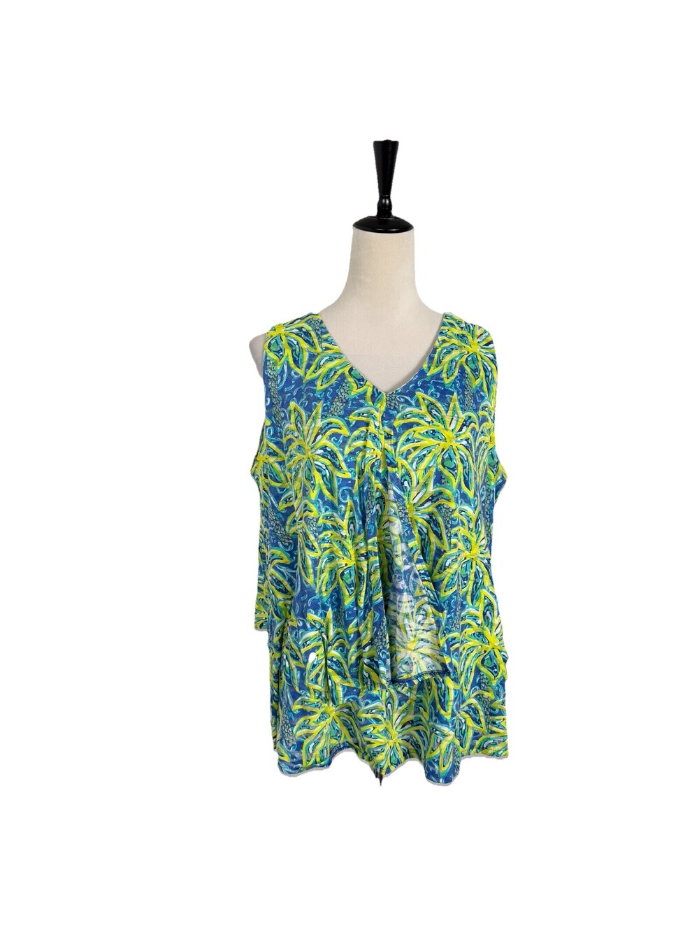 Anthony’s Resort Wear Colorful Floral Tank Top Stretchy Women’s XL Beach Summer